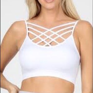 BOUTIQUE ITEM- TRIPLE CROSS BRALETTE W/PADS IN WHITE
